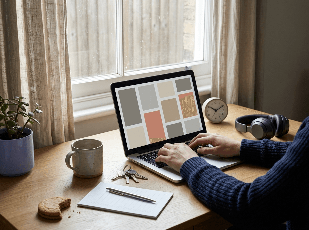 Adult completing an online screening at a home desk
